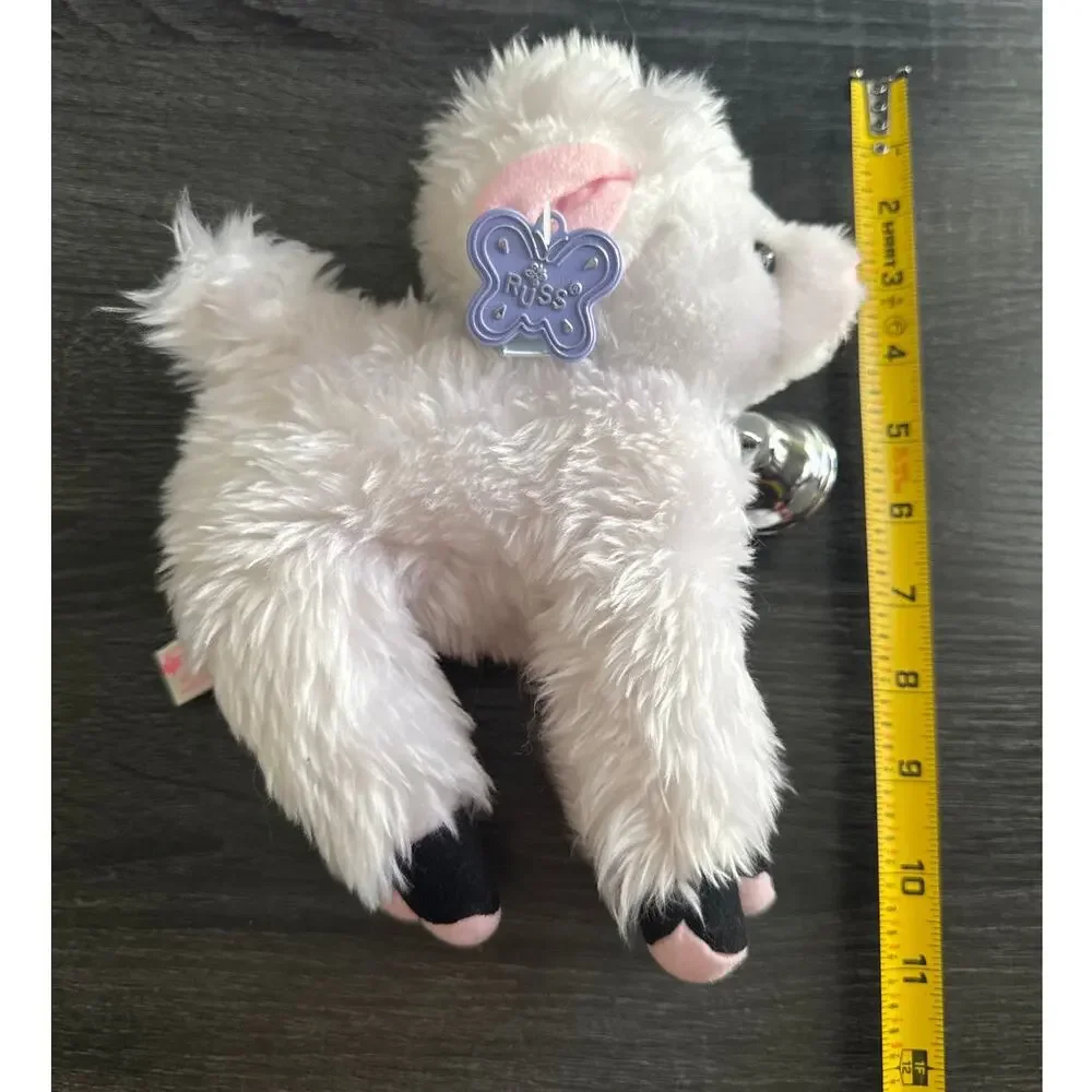 New With Tags Vintage Russ Lucy‎ Lamb Plush Made In Korea Jingle Bell